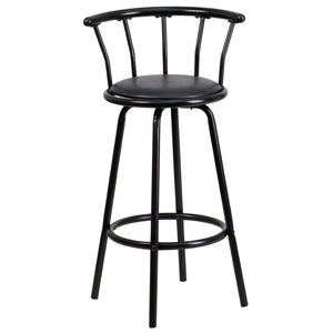 English Elm Charla Crown Back Black Metal Barstool - Stylish Swivel Seat for Kitchens, Home Bars & Dining Spaces YB-Y-J909-KD-GG