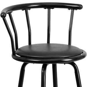 English Elm Charla Crown Back Black Metal Barstool - Stylish Swivel Seat for Kitchens, Home Bars & Dining Spaces YB-Y-J909-KD-GG