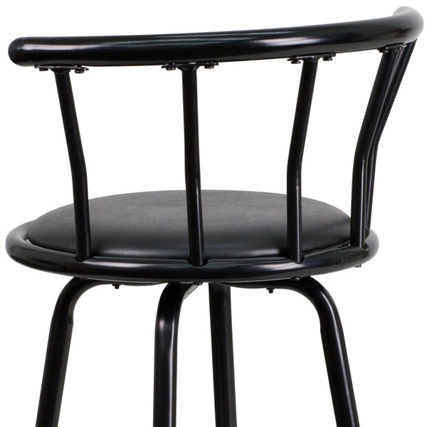 English Elm Charla Crown Back Black Metal Barstool - Stylish Swivel Seat for Kitchens, Home Bars & Dining Spaces YB-Y-J909-KD-GG
