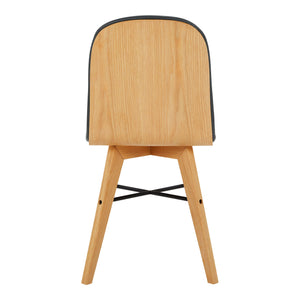 Moe's Home Napoli Leather Dining Chair Set Of 2 - Elegant Top-grain Leather With Solid Oak Frame For Comfort Black Upholstery, 100% Top,Grain Leather,Solid Oak Frame Yc-1006-02