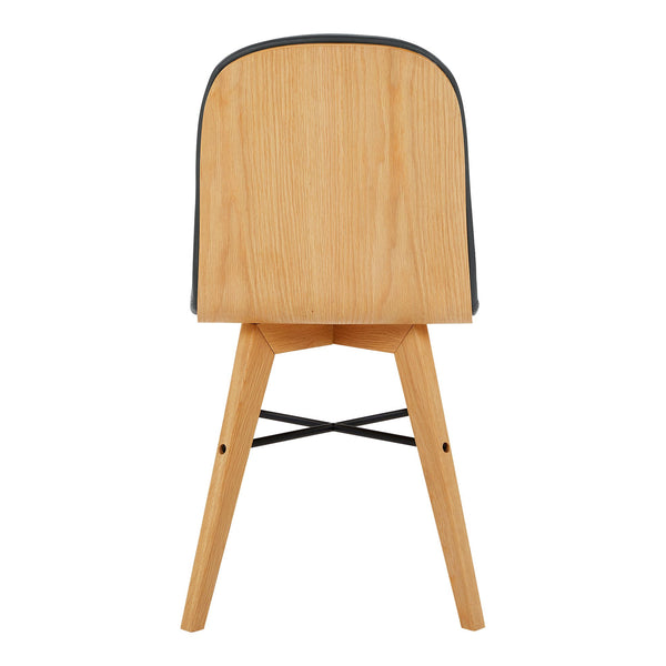 Moe's Home Napoli Leather Dining Chair Set Of 2 - Elegant Top-grain Leather With Solid Oak Frame For Comfort Black Upholstery, 100% Top,Grain Leather,Solid Oak Frame Yc-1006-02