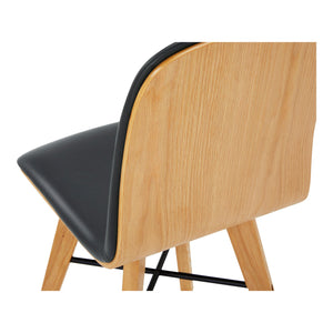 Moe's Home Napoli Leather Dining Chair Set Of 2 - Elegant Top-grain Leather With Solid Oak Frame For Comfort Black Upholstery, 100% Top,Grain Leather,Solid Oak Frame Yc-1006-02