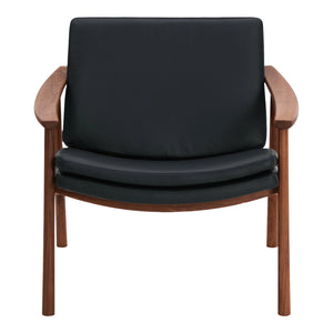 Moe's Home Harlowe Lounge Chair - Mid-century Inspired Comfort With Top-quality Leather & Solid Walnut Frame Black Upholstery, 100% Top Grain Leather,Solid Walnut Frame Yc-1040-02