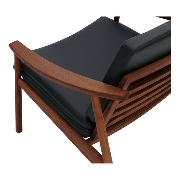 Moe's Home Harlowe Lounge Chair - Mid-century Inspired Comfort With Top-quality Leather & Solid Walnut Frame Black Upholstery, 100% Top Grain Leather,Solid Walnut Frame Yc-1040-02