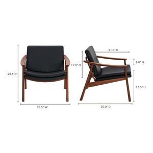 Moe's Home Harlowe Lounge Chair - Mid-century Inspired Comfort With Top-quality Leather & Solid Walnut Frame Black Upholstery, 100% Top Grain Leather,Solid Walnut Frame Yc-1040-02