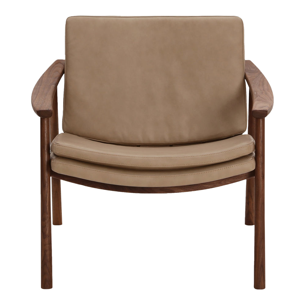 Moe's Home Harlowe Lounge Chair - Mid-century Inspired Comfort With Top-quality Leather & Solid Walnut Frame Brown Upholstery, 100% Top Grain Leather,Solid Walnut Frame Yc-1040-03