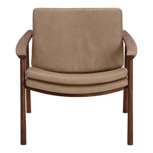Moe's Home Harlowe Lounge Chair - Mid-century Inspired Comfort With Top-quality Leather & Solid Walnut Frame Brown Upholstery, 100% Top Grain Leather,Solid Walnut Frame Yc-1040-03
