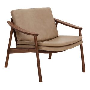 Moe's Home Harlowe Lounge Chair - Mid-century Inspired Comfort With Top-quality Leather & Solid Walnut Frame Brown Upholstery, 100% Top Grain Leather,Solid Walnut Frame Yc-1040-03