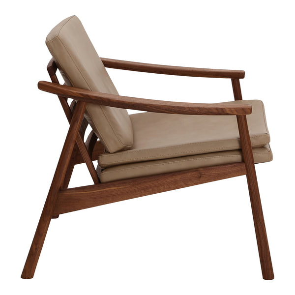 Moe's Home Harlowe Lounge Chair - Mid-century Inspired Comfort With Top-quality Leather & Solid Walnut Frame Brown Upholstery, 100% Top Grain Leather,Solid Walnut Frame Yc-1040-03
