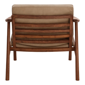 Moe's Home Harlowe Lounge Chair - Mid-century Inspired Comfort With Top-quality Leather & Solid Walnut Frame Brown Upholstery, 100% Top Grain Leather,Solid Walnut Frame Yc-1040-03