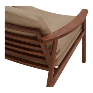 Moe's Home Harlowe Lounge Chair - Mid-century Inspired Comfort With Top-quality Leather & Solid Walnut Frame Brown Upholstery, 100% Top Grain Leather,Solid Walnut Frame Yc-1040-03