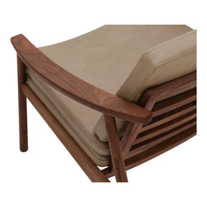 Moe's Home Harlowe Lounge Chair - Mid-century Inspired Comfort With Top-quality Leather & Solid Walnut Frame Brown Upholstery, 100% Top Grain Leather,Solid Walnut Frame Yc-1040-03