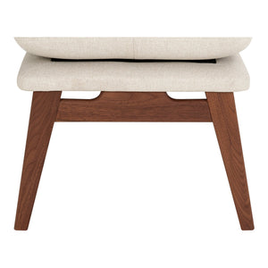 Moe's Home Asta Ottoman - Luxurious Upholstered Comfort With Solid Walnut Legs, Perfect For Cozy Living Spaces Brown Upholstery, 100% Polyester,Solid Walnut Legs Yc-1041-21