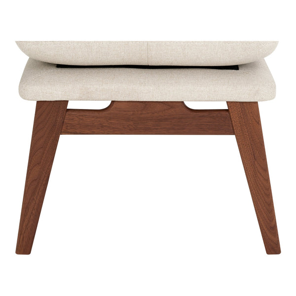 Moe's Home Asta Ottoman - Luxurious Upholstered Comfort With Solid Walnut Legs, Perfect For Cozy Living Spaces Brown Upholstery, 100% Polyester,Solid Walnut Legs Yc-1041-21