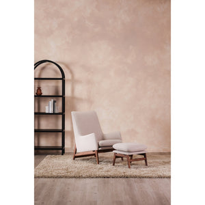 Moe's Home Asta Ottoman - Luxurious Upholstered Comfort With Solid Walnut Legs, Perfect For Cozy Living Spaces Brown Upholstery, 100% Polyester,Solid Walnut Legs Yc-1041-21