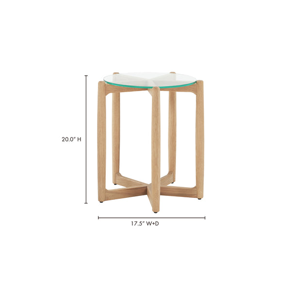 Moe's Home Hetta Side Table - Elegant Solid Oak Design With Tempered Glass Top For Modern Living Spaces Brown Solid Oak,Tempered Glass Top Yc-1042-24