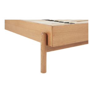 Moe's Home Colby Leather Bed Frame With Solid Oak Legs - Elegant Design, Understated Luxury For Your Bedroom Natural Upholstery, 100% Top,Grain Leather,Solid Oak Leg & Headboard Frame Yc-1045-24-0