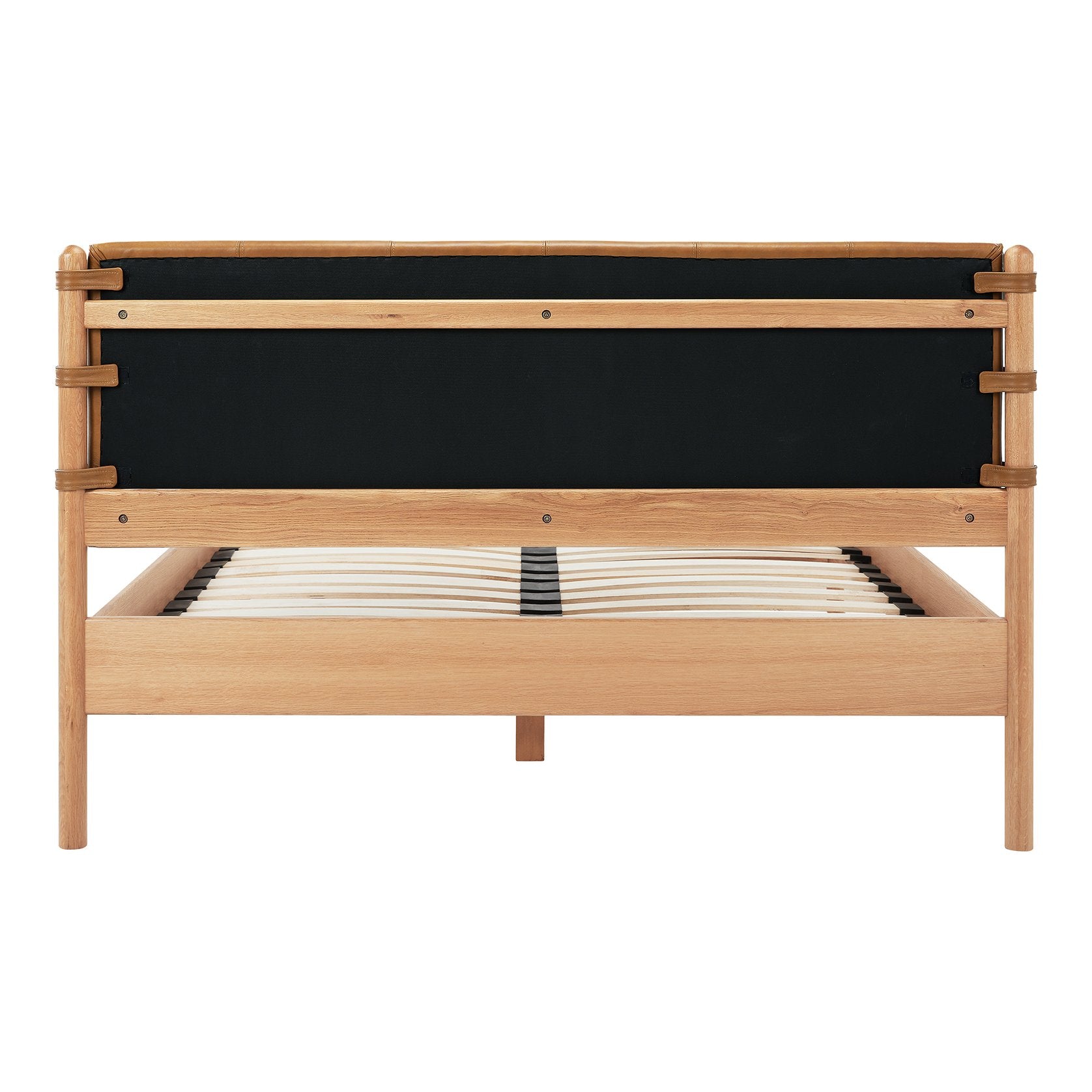 Colby Leather Bed Frame with Solid Oak Legs - Elegant Design, Understa