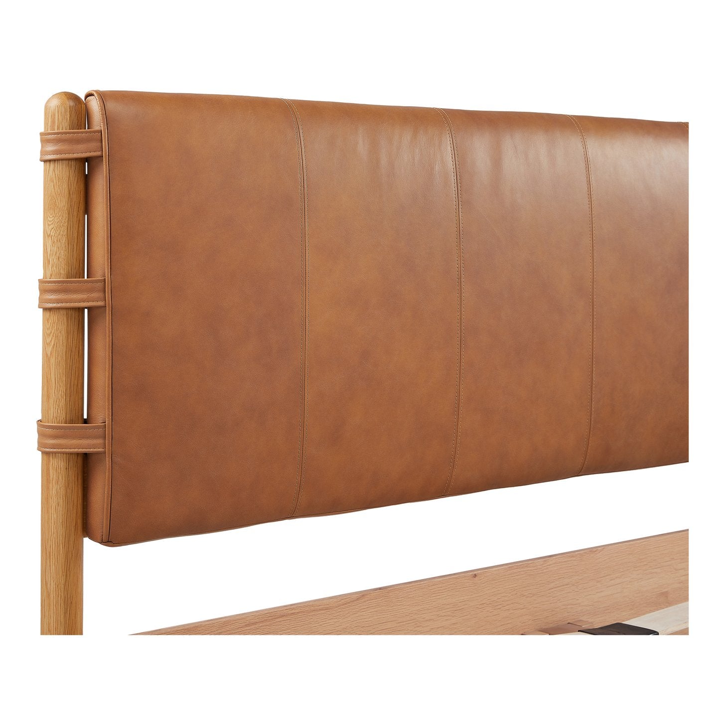 Colby Leather Bed Frame with Solid Oak Legs - Elegant Design, Understa