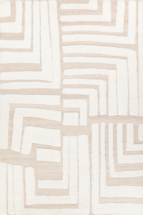 Chandra Rugs Hand Knotted Contemporary Rug - Luxurious 100% Wool, Intricate Patterns For Stylish Home Decor White,Tan Wool Yes58301-79106