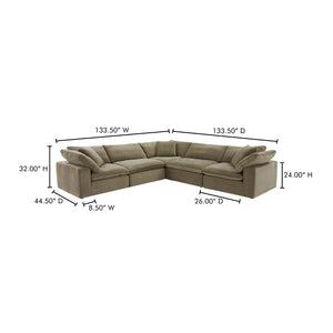 Moe's Home Clay Modular Sectional In Desert Sage - Ultimate Comfort With Performance Fabric & Versatile Design Green Upholstery, 100% Polyester Resist Performance Fabric,Wood And Plywood Frame Yj-1010-16