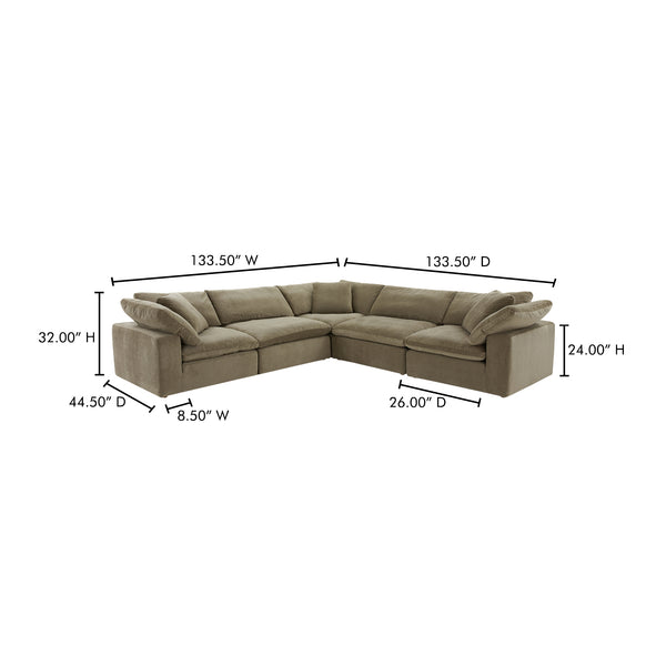 Moe's Home Clay Modular Sectional In Desert Sage - Ultimate Comfort With Performance Fabric & Versatile Design Green Upholstery, 100% Polyester Resist Performance Fabric,Wood And Plywood Frame Yj-1010-16