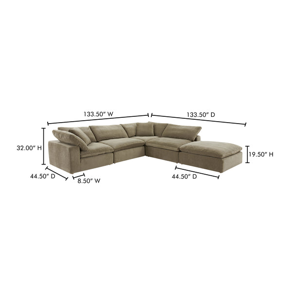Moe's Home Clay Modular Sectional In Desert Sage - Ultimate Comfort With Performance Fabric & Versatile Design Green Upholstery, 100% Polyester Resist Performance Fabric,Wood And Plywood Frame Yj-1011-16