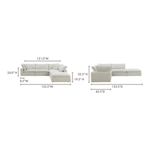 Moe's Home Clay Modular Sectional With Neverfear™ Fabric: Durable, Stylish, And Family-friendly Comfort Solution Grey Upholstery, 100% Polyester Neverfear™ Fabric,Wood And Plywood Frame Yj-1011-49