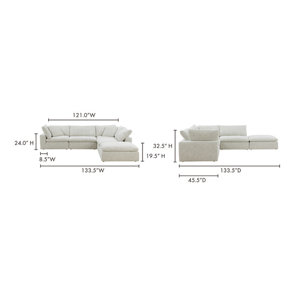 Moe's Home Clay Modular Sectional With Neverfear™ Fabric: Durable, Stylish, And Family-friendly Comfort Solution Grey Upholstery, 100% Polyester Neverfear™ Fabric,Wood And Plywood Frame Yj-1011-49