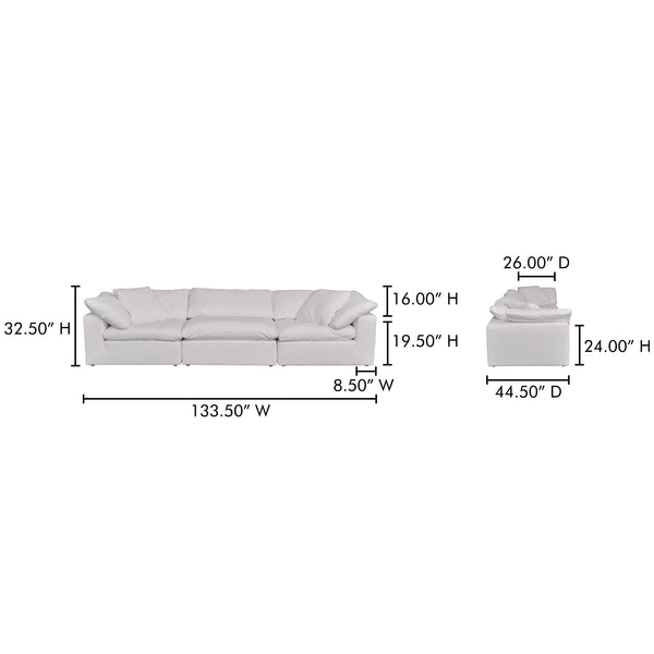 Moe's Home Clay Modular Sofa - Ultra-comfortable Performance Fabric Seating With Stain-resistant Technology White Upholstery, 100% Polyester Livesmart Stain Resistant Fabric,Wood And Plywood Frame Yj-1026-05