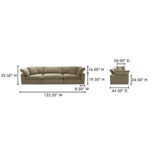Moe's Home Clay Modular Sofa - Ultra-comfortable Performance Fabric Seating With Stain-resistant Technology Green Upholstery, 100% Polyester Resist Performance Fabric,Wood And Plywood Frame Yj-1026-16