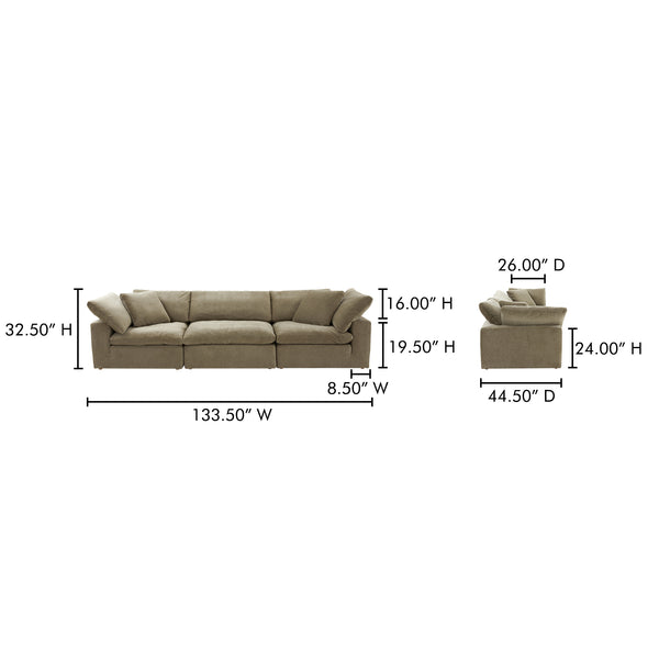 Moe's Home Clay Modular Sofa - Ultra-comfortable Performance Fabric Seating With Stain-resistant Technology Green Upholstery, 100% Polyester Resist Performance Fabric,Wood And Plywood Frame Yj-1026-16