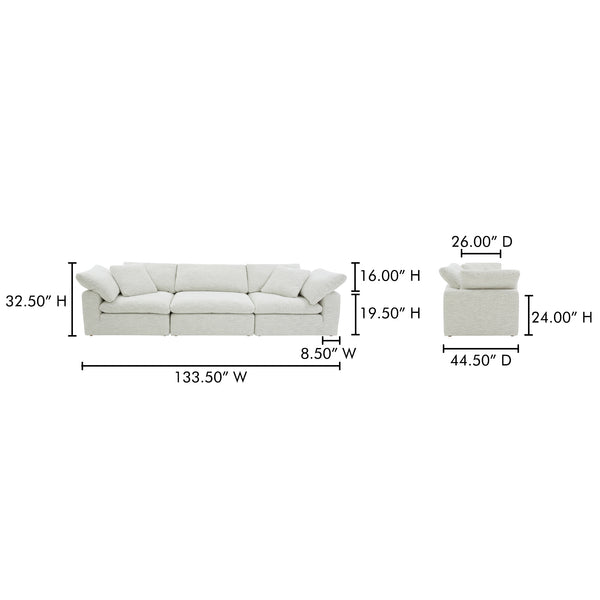 Moe's Home Clay Modular Sofa - Ultra-comfortable Performance Fabric Seating With Stain-resistant Technology Grey Upholstery, 100% Polyester Neverfear™ Fabric,Wood And Plywood Frame Yj-1026-49