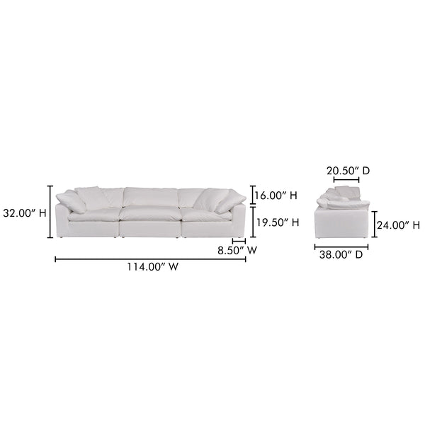 Moe's Home Terra Modular Sofa - Scandi-style Comfort With Stain-resistant Fabric For Busy Households And Families White Upholstery, 100% Polyester Livesmart Stain Resistant Fabric,Wood And Plywood Frame Yj-1027-05