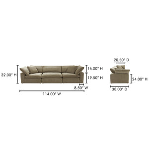 Moe's Home Terra Modular Sofa - Scandi-style Comfort With Stain-resistant Fabric For Busy Households And Families Green Upholstery, 100% Polyester Resist Performance Fabric,Wood And Plywood Frame Yj-1027-16