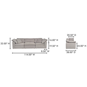 Moe's Home Terra Modular Sofa - Scandi-style Comfort With Stain-resistant Fabric For Busy Households And Families Grey Upholstery, 100% Polyester Livesmart Stain Resistant Fabric,Wood And Plywood Frame Yj-1027-29