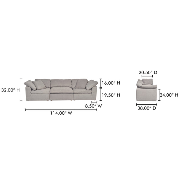 Moe's Home Terra Modular Sofa - Scandi-style Comfort With Stain-resistant Fabric For Busy Households And Families Grey Upholstery, 100% Polyester Livesmart Stain Resistant Fabric,Wood And Plywood Frame Yj-1027-29