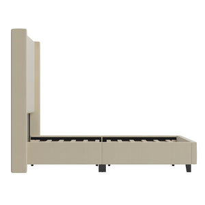 English Elm Quinn Full Upholstered Platform Bed with Wingback Headboard for Modern Comfort & Easy Assembly Beige In Stock. Usually ships in 24 - 48 business hours YK-1077-BEIGE-F-GG