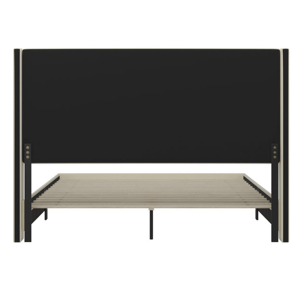 English Elm Quinn Full Upholstered Platform Bed with Wingback Headboard for Modern Comfort & Easy Assembly Beige In Stock. Usually ships in 24 - 48 business hours YK-1077-BEIGE-K-GG