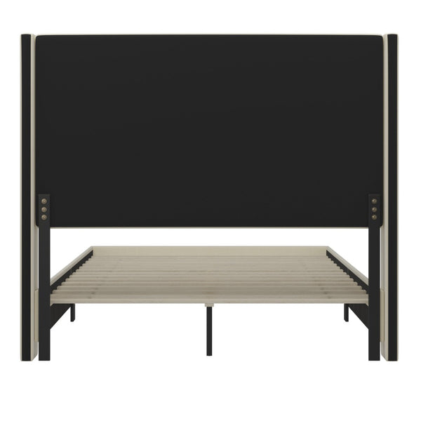 English Elm Quinn Full Upholstered Platform Bed with Wingback Headboard for Modern Comfort & Easy Assembly Beige In Stock. Usually ships in 24 - 48 business hours YK-1077-BEIGE-Q-GG
