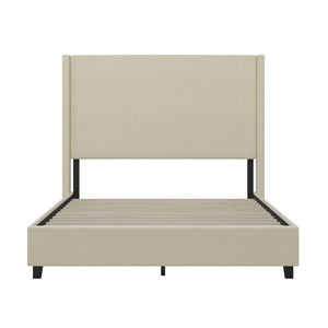 English Elm Quinn Full Upholstered Platform Bed with Wingback Headboard for Modern Comfort & Easy Assembly Beige In Stock. Usually ships in 24 - 48 business hours YK-1077-BEIGE-Q-GG