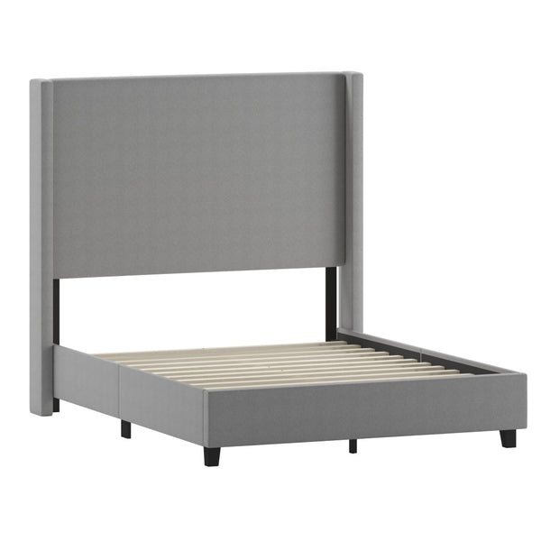English Elm Quinn Full Upholstered Platform Bed with Wingback Headboard for Modern Comfort & Easy Assembly Gray In Stock. Usually ships in 24 - 48 business hours YK-1077-GY-F-GG