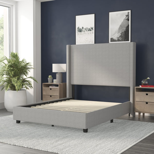 English Elm Quinn Full Upholstered Platform Bed with Wingback Headboard for Modern Comfort & Easy Assembly Gray In Stock. Usually ships in 24 - 48 business hours YK-1077-GY-F-GG