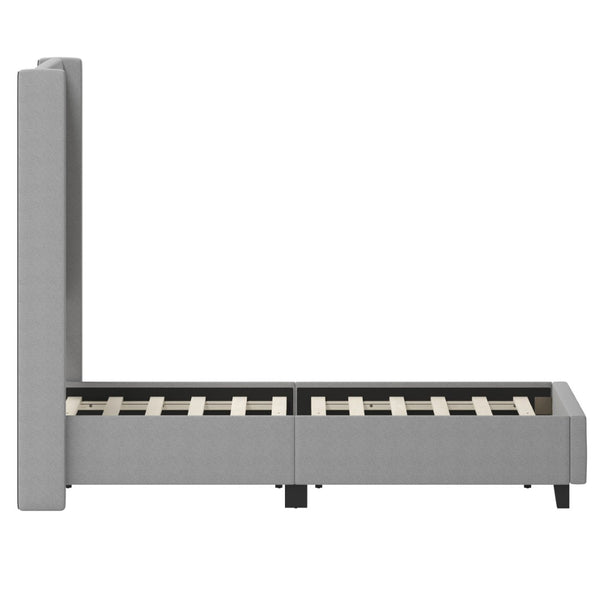 English Elm Quinn Full Upholstered Platform Bed with Wingback Headboard for Modern Comfort & Easy Assembly Gray In Stock. Usually ships in 24 - 48 business hours YK-1077-GY-F-GG