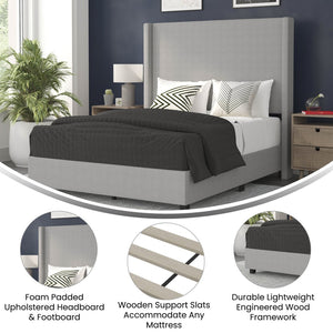 English Elm Quinn Full Upholstered Platform Bed with Wingback Headboard for Modern Comfort & Easy Assembly Gray In Stock. Usually ships in 24 - 48 business hours YK-1077-GY-F-GG