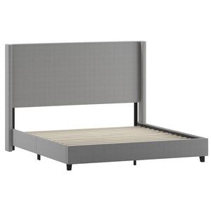English Elm Quinn Full Upholstered Platform Bed with Wingback Headboard for Modern Comfort & Easy Assembly Gray In Stock. Usually ships in 24 - 48 business hours YK-1077-GY-K-GG