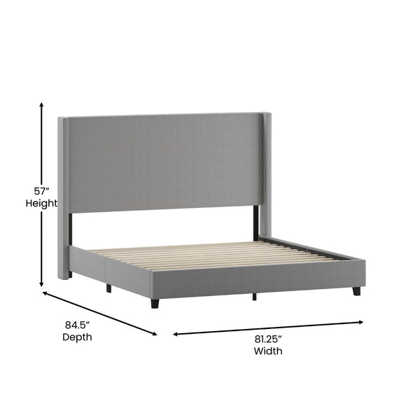English Elm Quinn Full Upholstered Platform Bed with Wingback Headboard for Modern Comfort & Easy Assembly Gray In Stock. Usually ships in 24 - 48 business hours YK-1077-GY-K-GG