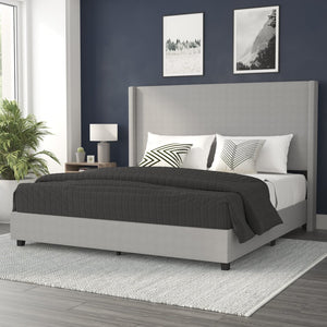 English Elm Quinn Full Upholstered Platform Bed with Wingback Headboard for Modern Comfort & Easy Assembly Gray In Stock. Usually ships in 24 - 48 business hours YK-1077-GY-K-GG