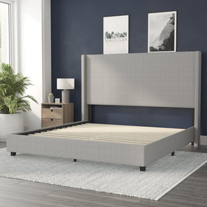 English Elm Quinn Full Upholstered Platform Bed with Wingback Headboard for Modern Comfort & Easy Assembly Gray In Stock. Usually ships in 24 - 48 business hours YK-1077-GY-K-GG