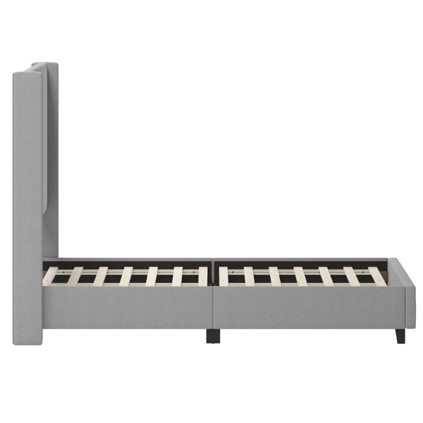English Elm Quinn Full Upholstered Platform Bed with Wingback Headboard for Modern Comfort & Easy Assembly Gray In Stock. Usually ships in 24 - 48 business hours YK-1077-GY-K-GG
